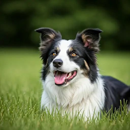 Border collie radośnie biegnący po trawie